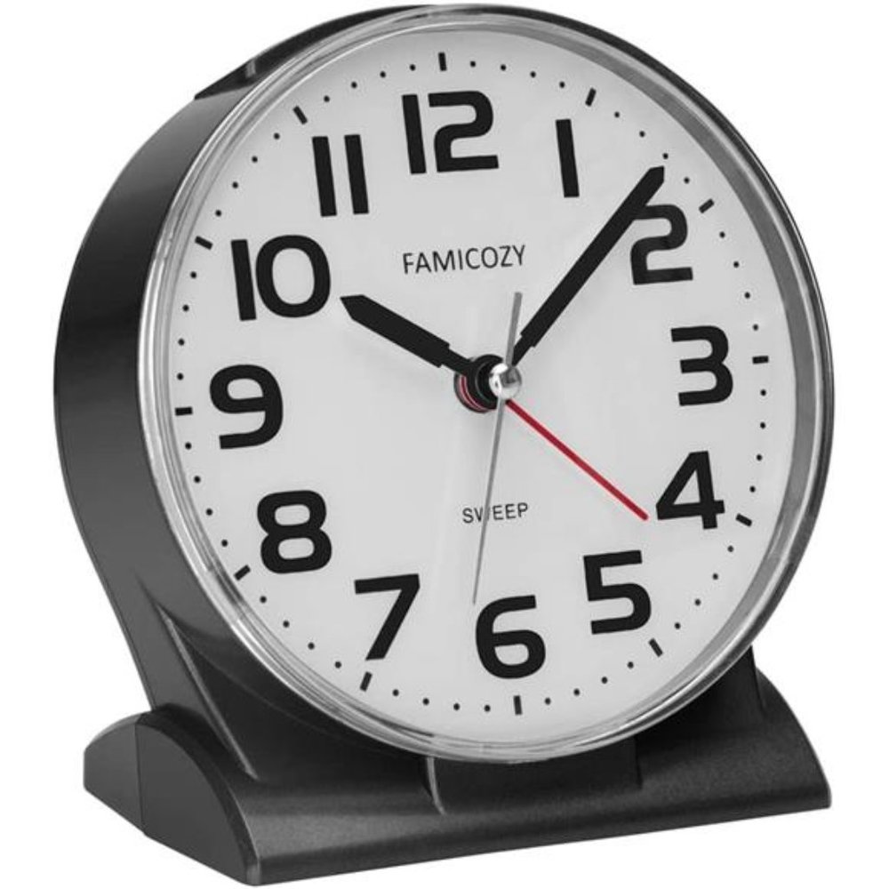 4.5" No Ticking Analog Alarm Clock,Silent Readable for Seniors,Easy to Set
